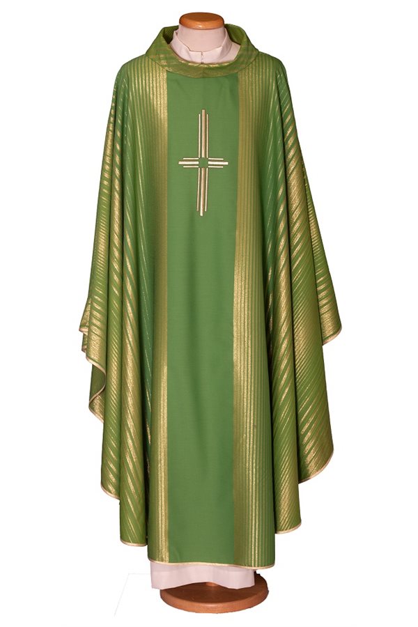 Green Chasuble #65-002003 wool and lurex