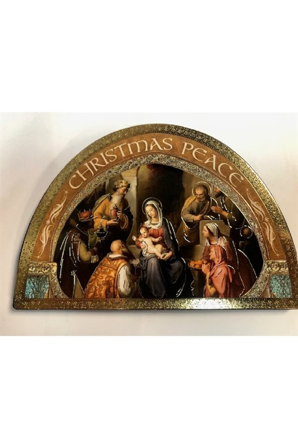 Wood Nativity Plate 18 x 12 cm