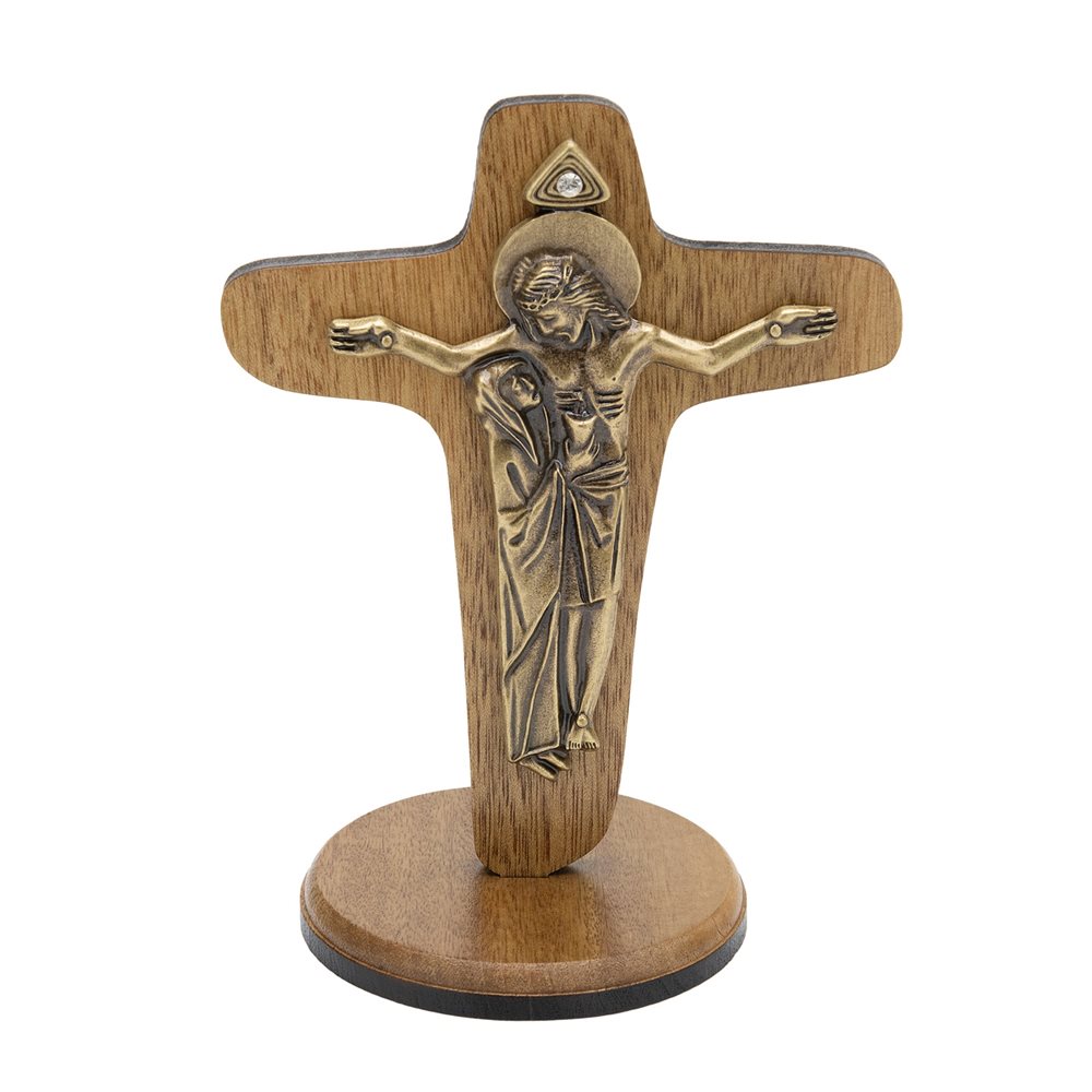 Wall and stanf Crucifix, wood and bronze metal, 12 cm