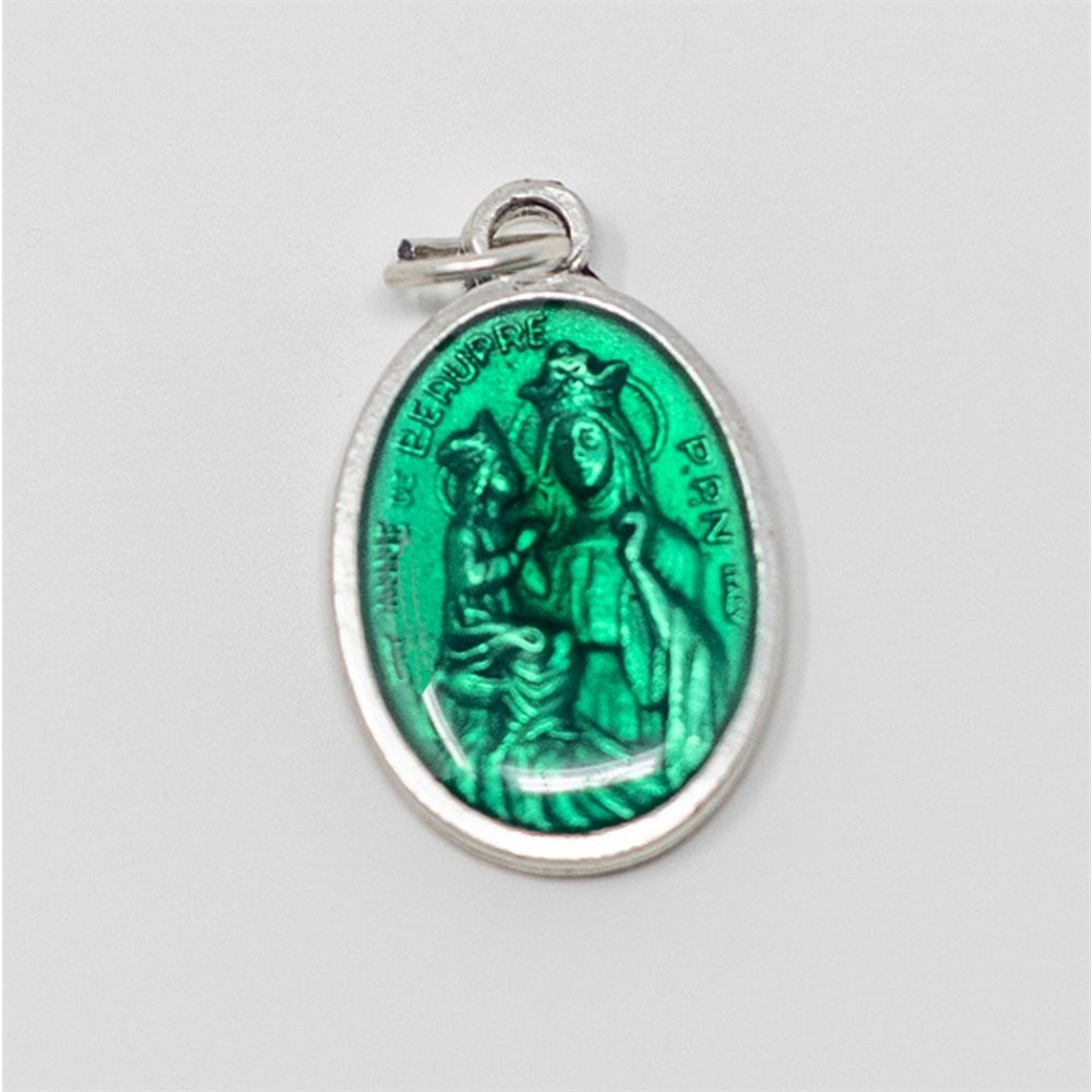 Oxidized metal Medal, St. Ann, green