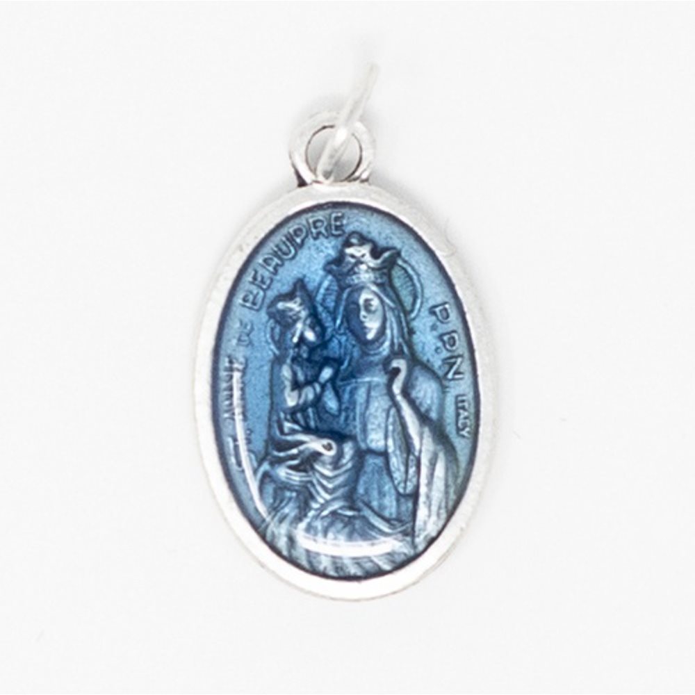 Oxidized metal Medal, St. Ann, blue