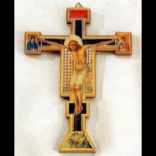 Croix Saint Damien en bois avec carte en français