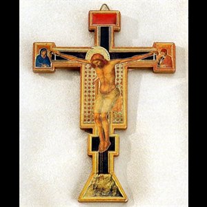St. Damian Wood Cross With Card in French