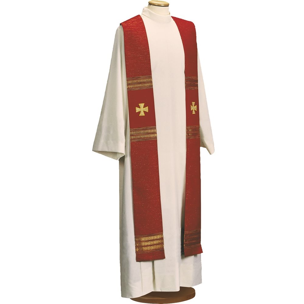 Priest Stole #80-049030 wool and lurex, Red