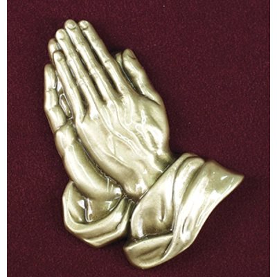 Appliqué en bronze Main en prière 4.25" (11 cm) Ht.