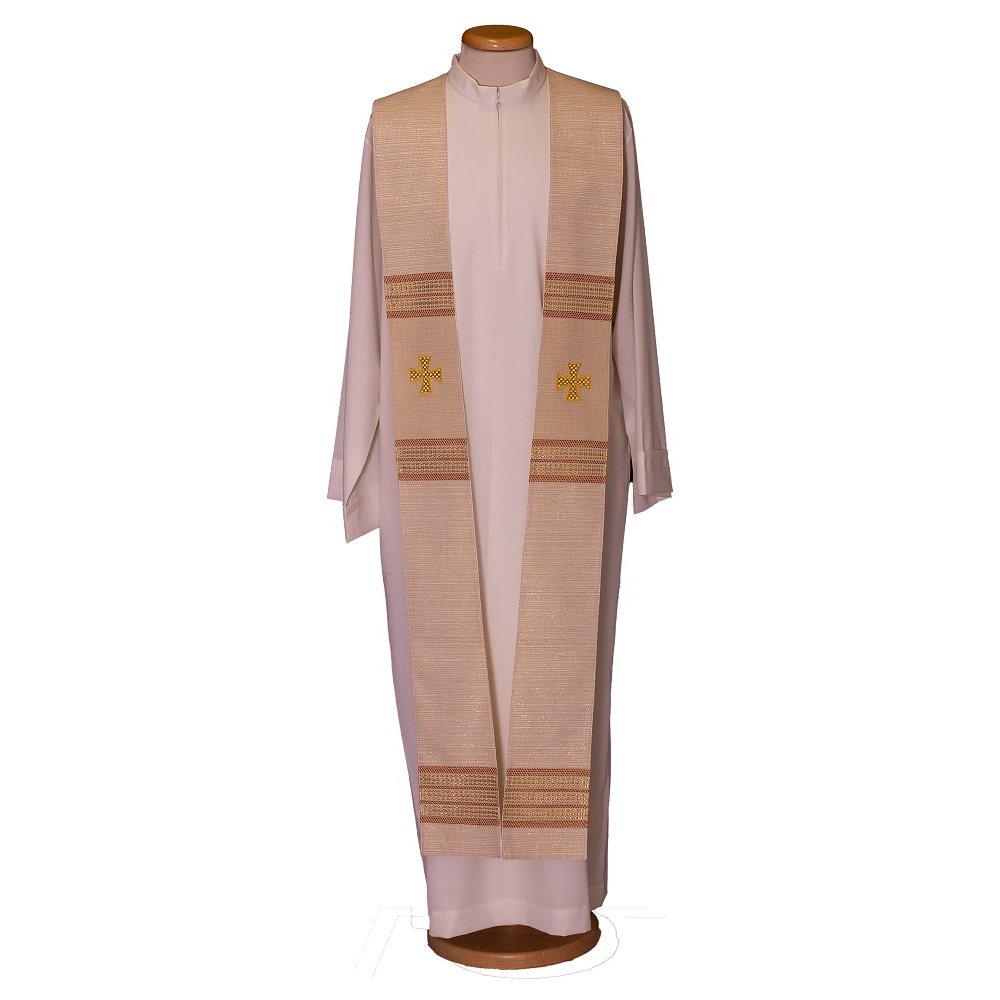 Priest Stole #80-049030 wool and lurex, Off White