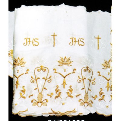 White and Gold Lace JHS 14.5" (37 cm) Wide / yard