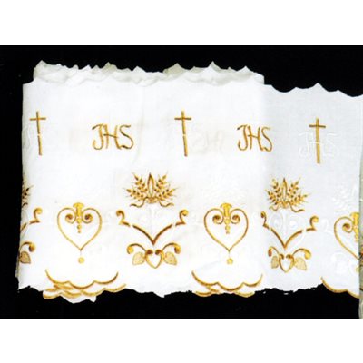 Dentelle blanche et dorée JHS 8.75" (22 cm) largeur / verge
