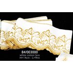 White and Gold Lace IHS 5.5" (14 cm) Wide  /  yard