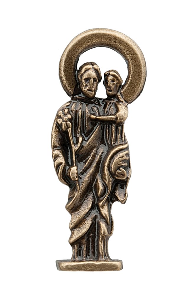 Statuette St Joseph métal doré 2,3 cm, avec pochette 4 cm