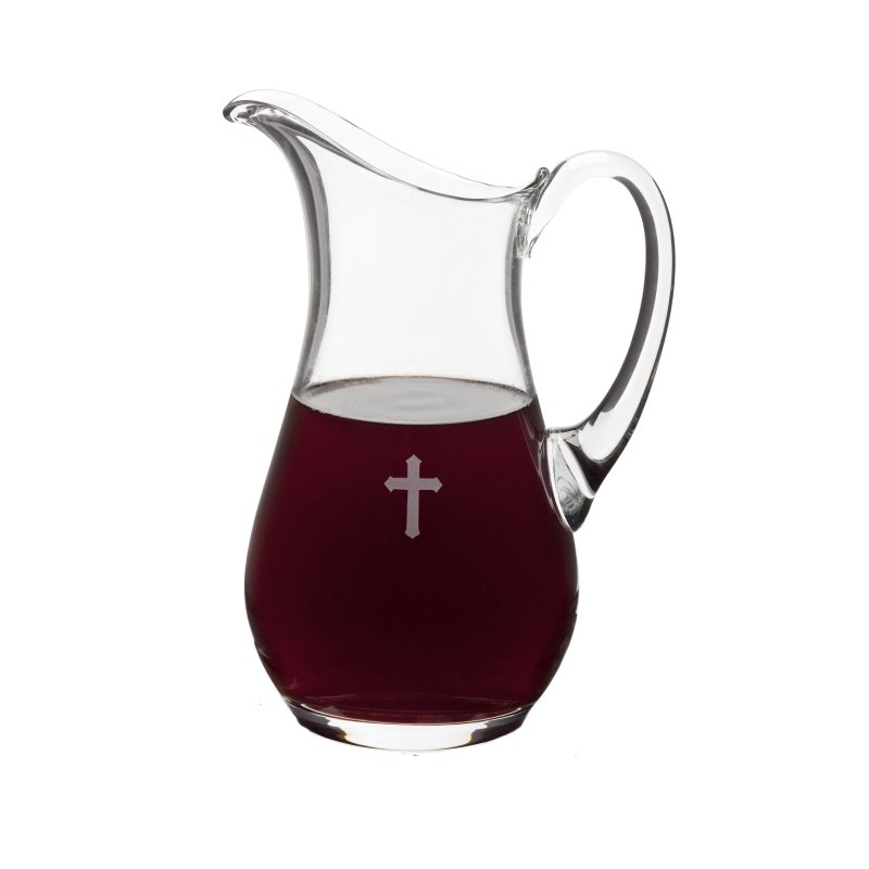 Carafe en verre 10.25" H. (26 cm), 50 onces (croix gravée)