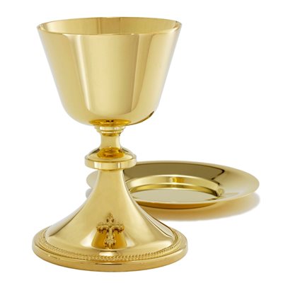 Chalice 7 5 / 8" Ht. w / large well paten, 6.75" (17 cm), Dia.