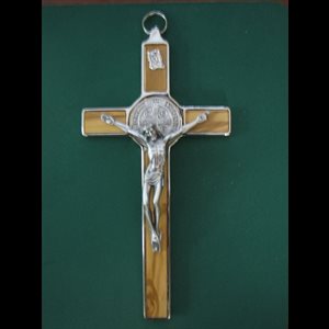 St. Benedict Cross 7.75" (20 cm) wood / silver plated corpus
