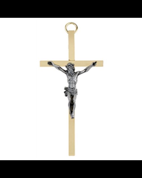 CROSS - CRUCIFIX - 4-1 / 4" HT - GOLD PLATE PEWTER EMBLEM