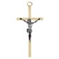 Crucifix 4.25" (11 cm) Deux-Ton Métal Doré, Corpus En Étain
