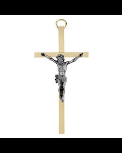 Crucifix 4.25" (11 cm) Deux-Ton Métal Doré, Corpus En Étain