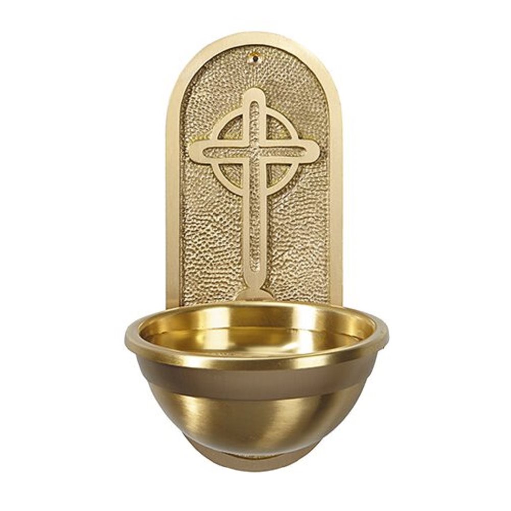 Brass Holy Water Font, 9 3 / 4'' (24.8 cm) H.