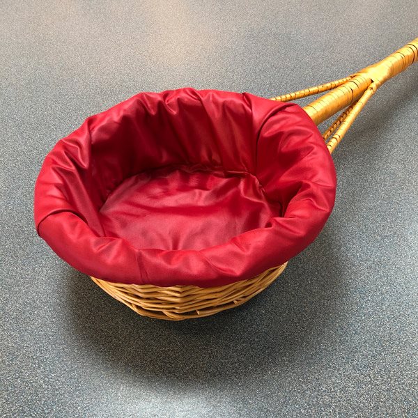 Panier à offrande en osier 12" (30 cm) Diam. avec manche 36" Panier à offrande en osier 12" (30 cm) Diam. avec manche 36"