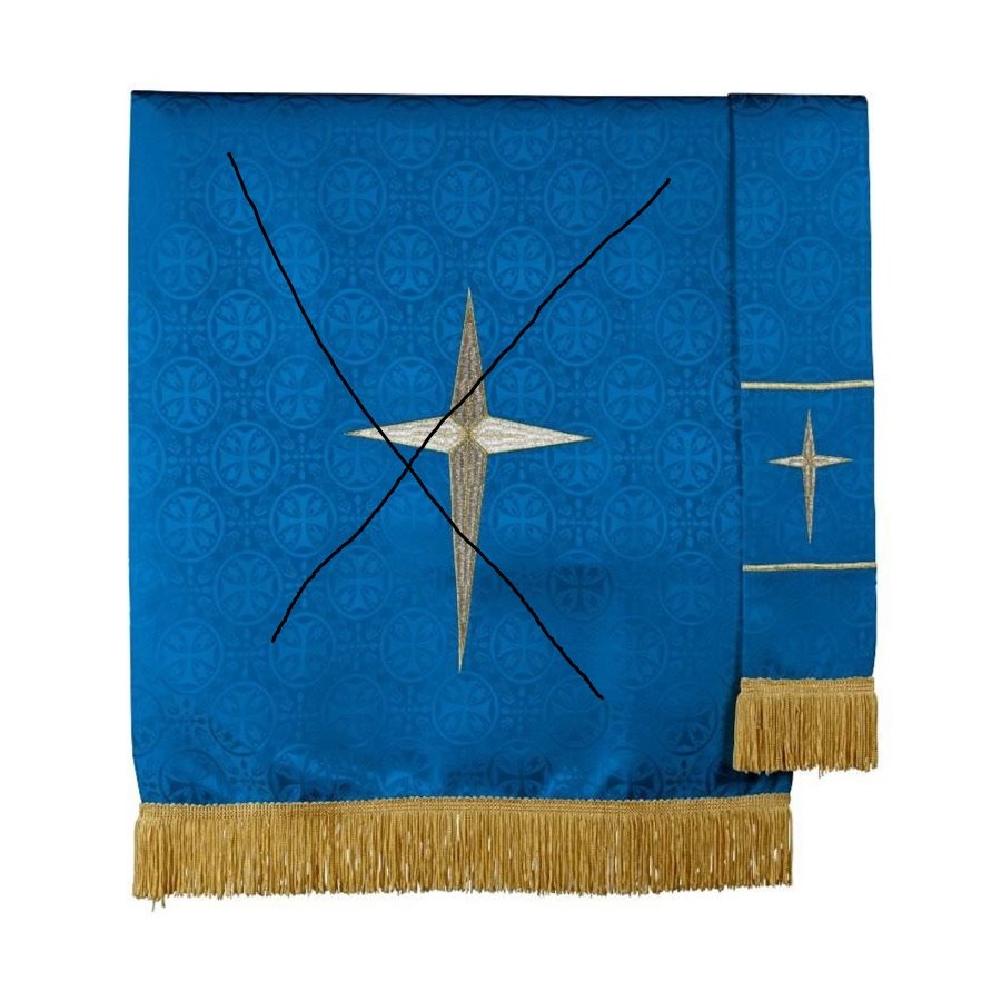 Signet Marque-Page en tissus Jacquard Croix de Malte Bleu