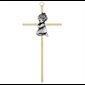 Croix baptême fille métal doré et argenté 7" (18 cm)