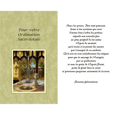 Carte Ordination Sacerdotale 5.25'' x 8.5'' (13.3 x 21.6 cm)