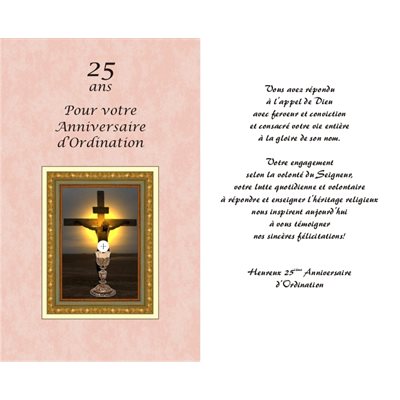 Carte 25e Anniversaire d'Ordination Sacerdotale (French)