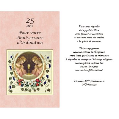 Carte 25e Anniversaire d'Ordination Sacerdotale 5.25''x8.5''