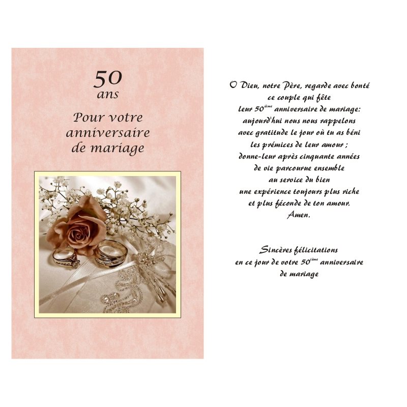 Carte 50e Anniversaire Mariage 5.25''x8.5'' / un