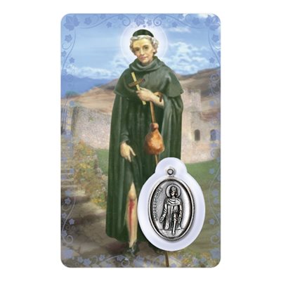 Carte et médaille plastifiée et prière Saint Pérégrin