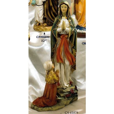 Our Lady of Lourdes & Bernadette Resin Statue, 16" (40.5 cm)