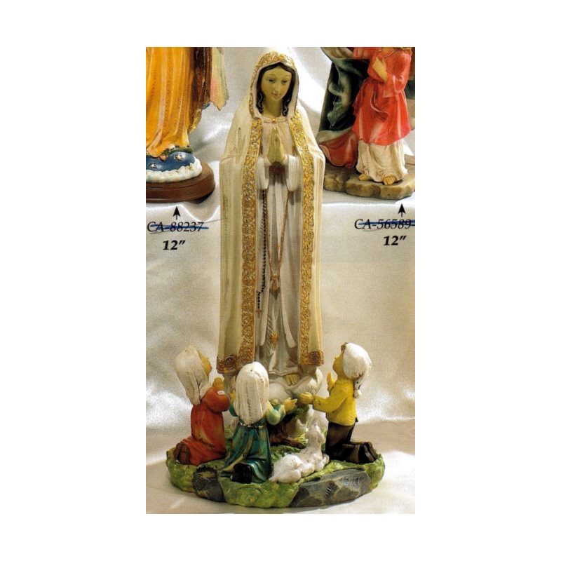 Statue N.D. Fatima avec Enfants 16" (40.5 cm) résine couleur