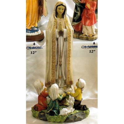 Statue N.D. Fatima avec Enfants 16" (40.5 cm) résine couleur