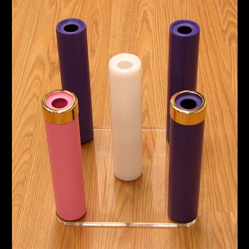 Nylon Candle, (3 Purple-1 Pink) 2" x 9" / set