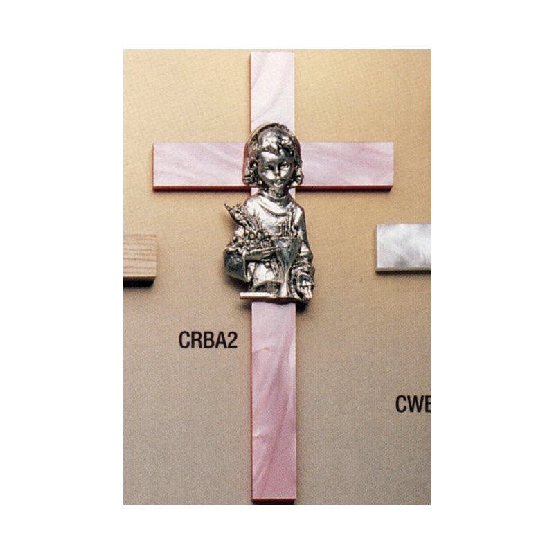 Croix 1ère Communion rose 7.5" (19 cm) pour Fille