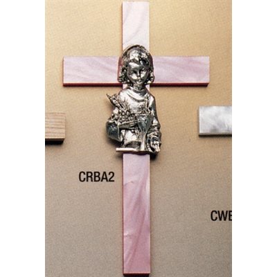 Croix 1ère Communion rose 7.5" (19 cm) pour Fille