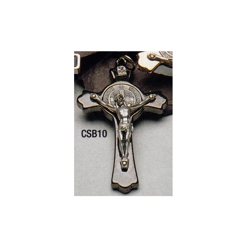 Croix Saint Benoit 3" (7.6 cm) métal fini jet