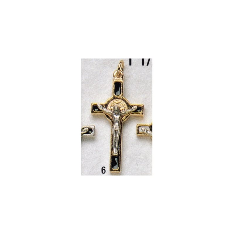 Croix Saint Benoit 1" (2.5 cm) Noir & Or / un