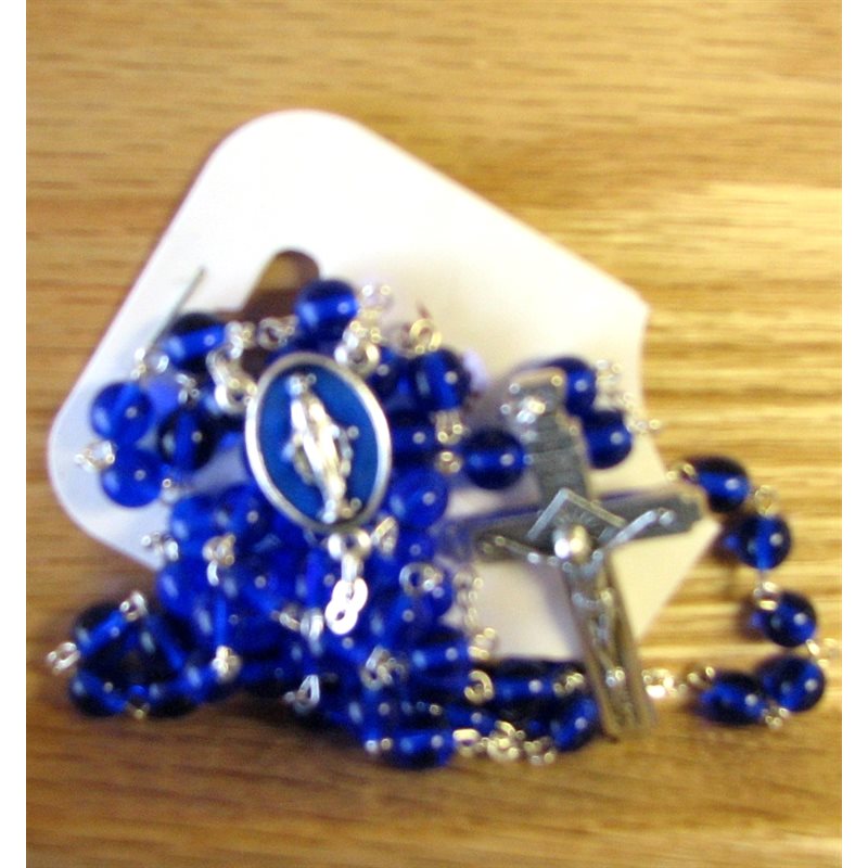 Royal Blue with Miraculous Medal Rosary, 6mm