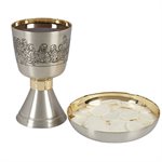 Last Supper Etched Chalice and Bowl Paten, 7" H