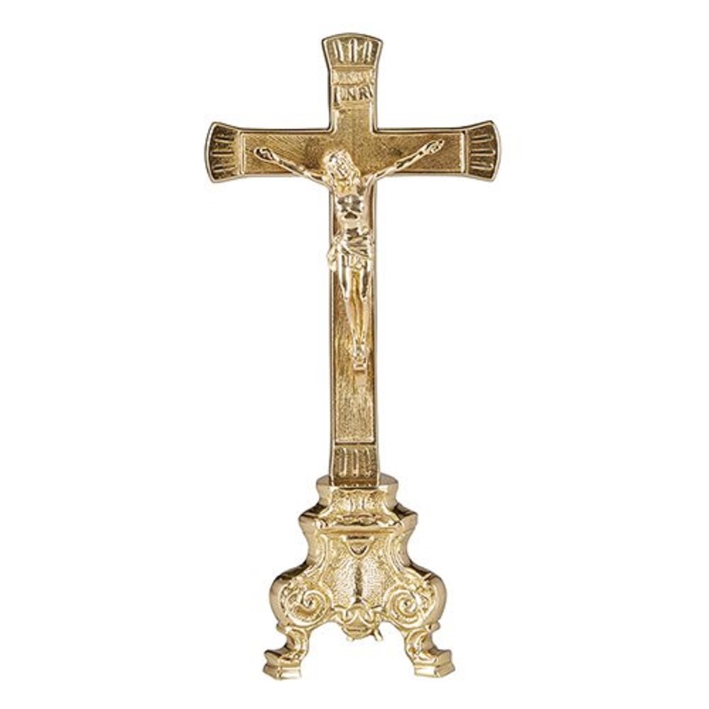 Small Brass Altar Crucifix, 10" H