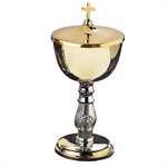 Ciboire 7 1 / 2" (19 cm) Ht., 2-tons  /  plaqué or