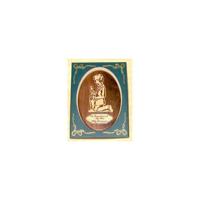 Boy's First Communion Bubinga & Maple Plaque, 4" x 6"