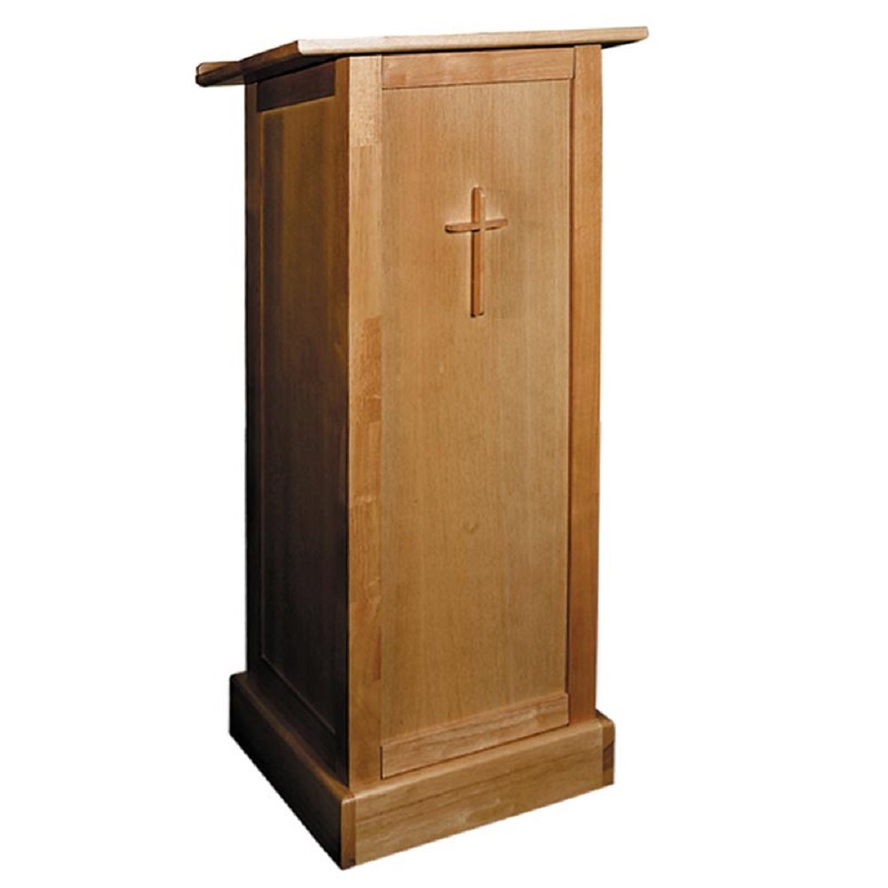 Full Lectern with Shelf, Pecan Stain