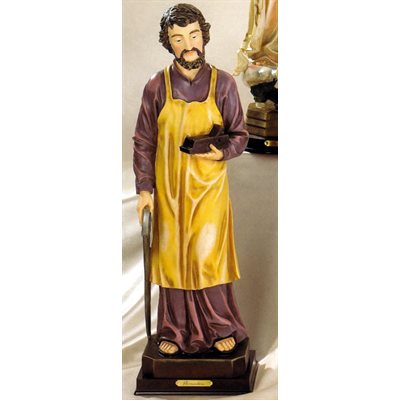 Statue Saint Joseph artisan 24" (61 cm) résine / base bois