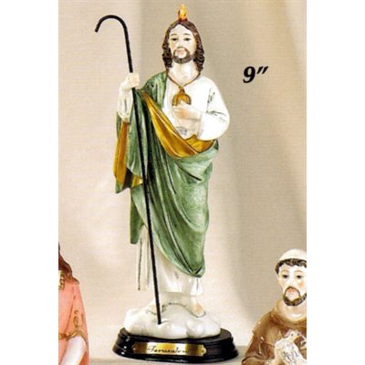 Statue Saint Jude 9" (23 cm) en résine / base en bois