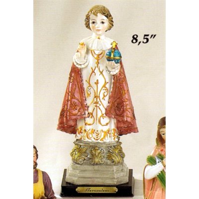 Statue Jésus de Prague 8.5" (21.6 cm) en résine / base en bois