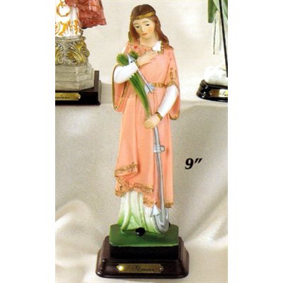 St. Philomena Resin / Wood Base Statue, 12" (30.5 cm)