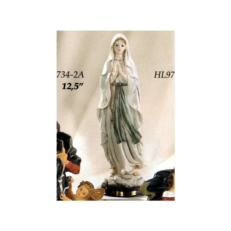 Our Lady of Lourdes Resin / Wood Base Statue, 12.5" (31.7 cm)