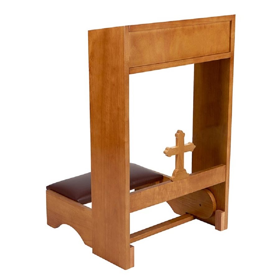 Cross Folding Padded Kneeler - Mediun Oak Finish