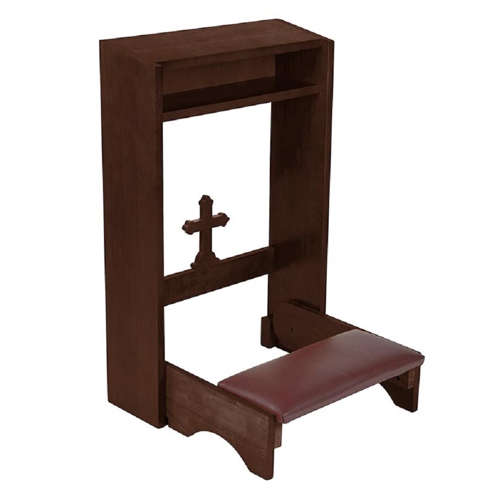 Cross Folding Padded Kneeler - Walnut Finish